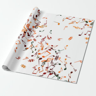 Papier Cadeau Notes de musique imprimées - taupe beige, multi