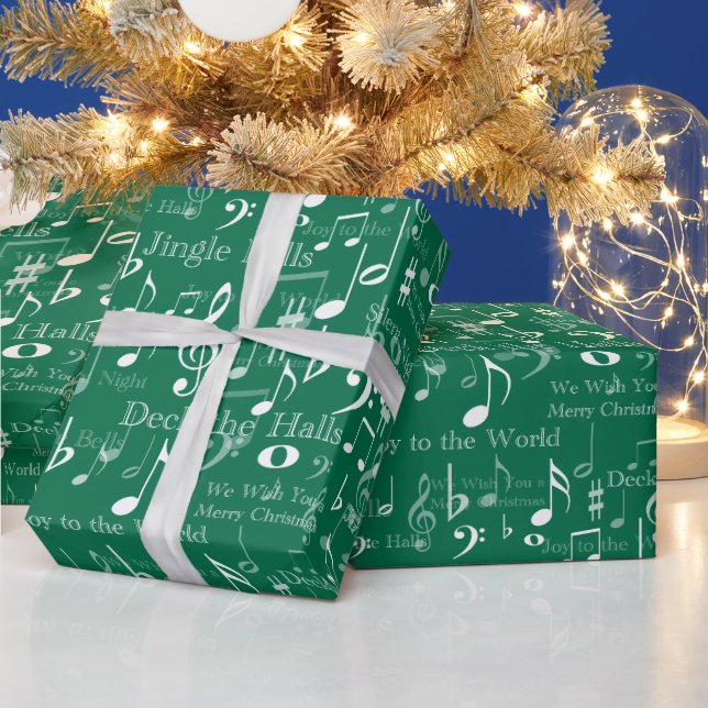Papier Cadeau Notes et symboles musicaux, chants de Noël (Vacances)
