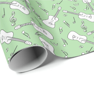 Papier Cadeau Notes musicales de Guitare Lines