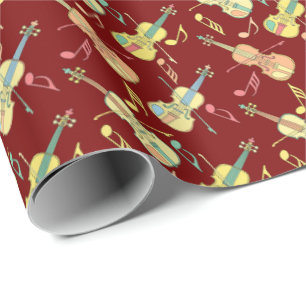Papier Cadeau Notes musicales de violons à la ligne