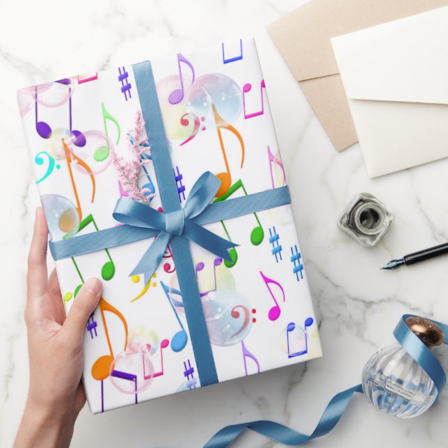 Papier Cadeau Notes musicales et bulles (Cadeaux)
