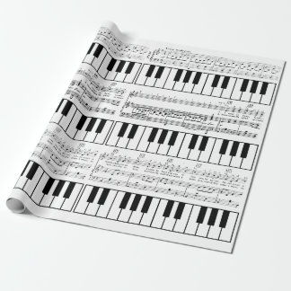 Papier Cadeau Notes musicales et papier d'emballage de piano