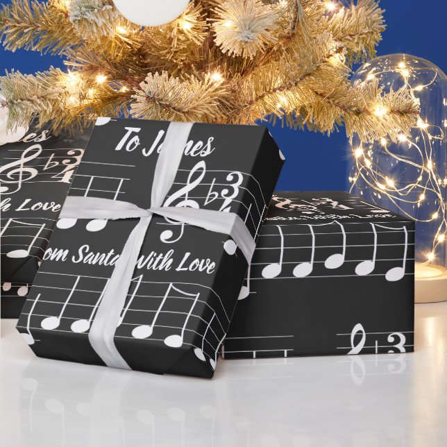 Papier Cadeau Notes musicales Nous vous souhaitons un joyeux Noë (Vacances)