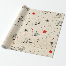 Notes musicales Papier d'enveloppement de Noël