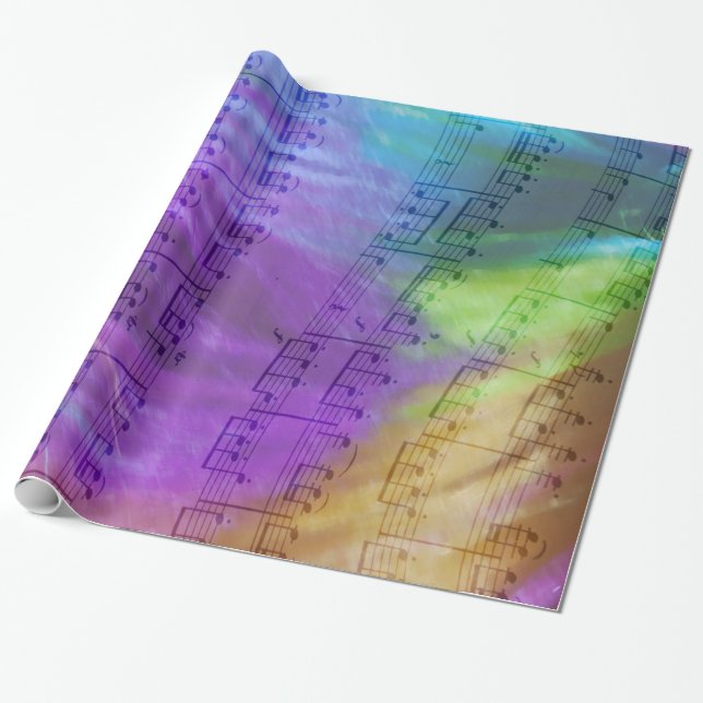 Papier Cadeau Notes musicales psychédéliques (Déroulé)