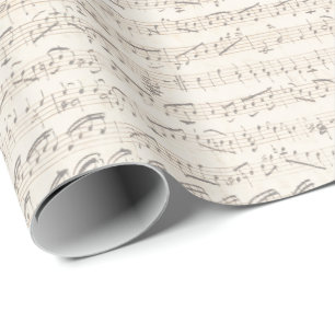Papier Cadeau Notes musicales Vintages manuscrites