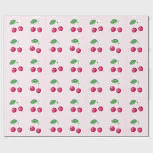 Papier Cadeau "Notre cerise douce" Anniversaire rose et vert