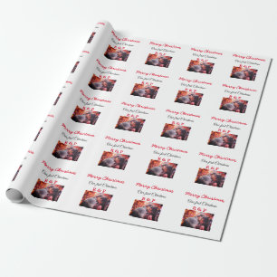 Papier Cadeau Notre premier Noël ajouter nom photo mariage engag