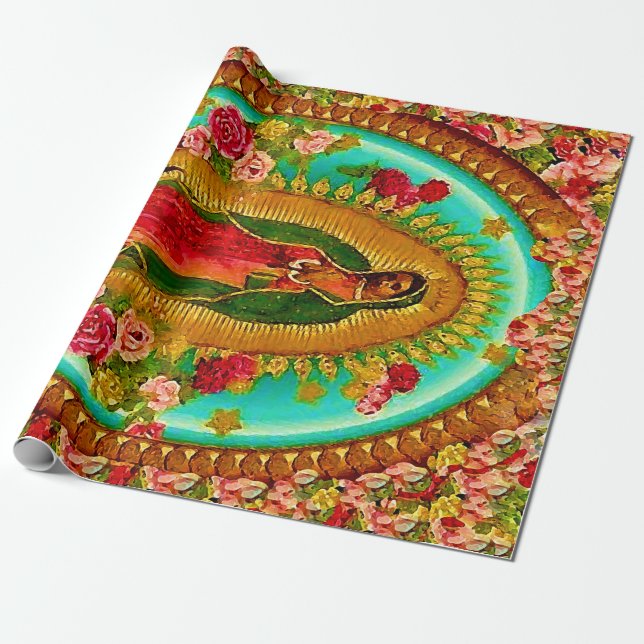 Papier Cadeau Notre Vierge Marie mexicain saint de Madame (Déroulé)