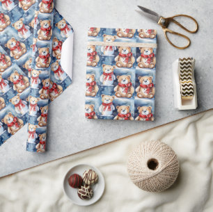 Papier Cadeau Nounours d'hiver