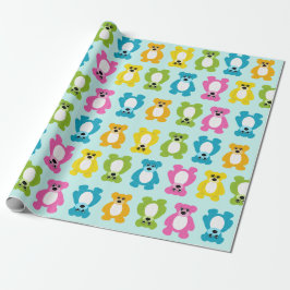 Papier Cadeau Nounours en couleurs arc-en-ciel sur Arrière - pla