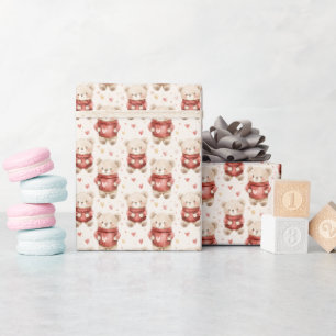 Papier Cadeau Nounours en pulls rouges