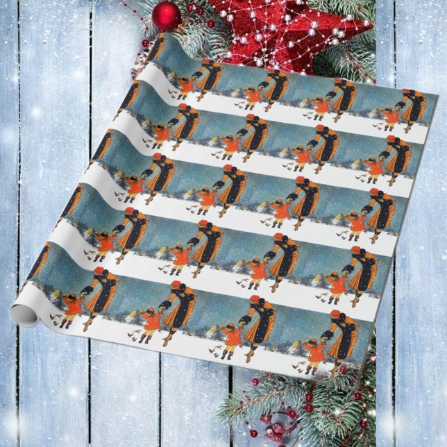 Papier Cadeau Nourrir les oiseaux par jour de neige (Créateur téléchargé)