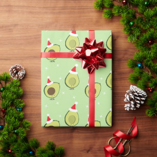 Papier Cadeau Nourriture mite Santa Hat Avocado Noël
