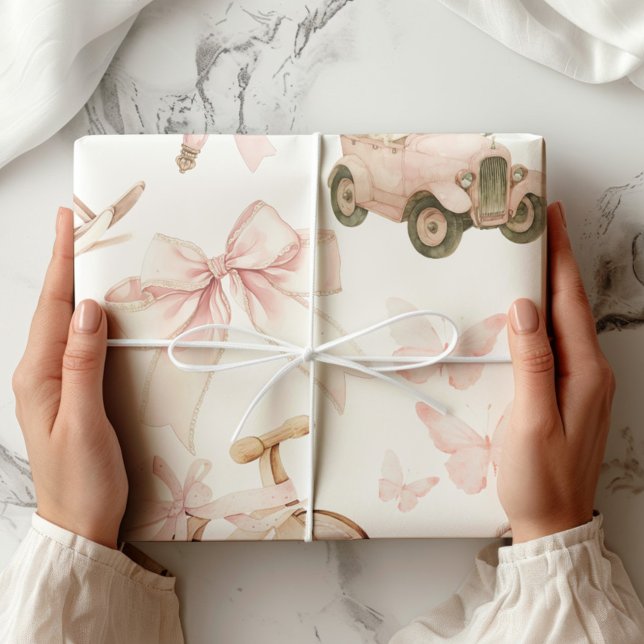 Papier Cadeau Nourriture vintage fille rose (Créateur téléchargé)