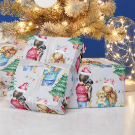 Papier Cadeau Nous aimons les chiots Noël