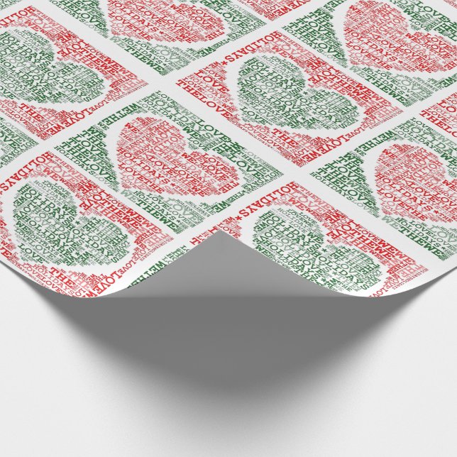 Papier Cadeau Nous Aimons Les Vacances Noël Papier Enveloppant C (Coin)