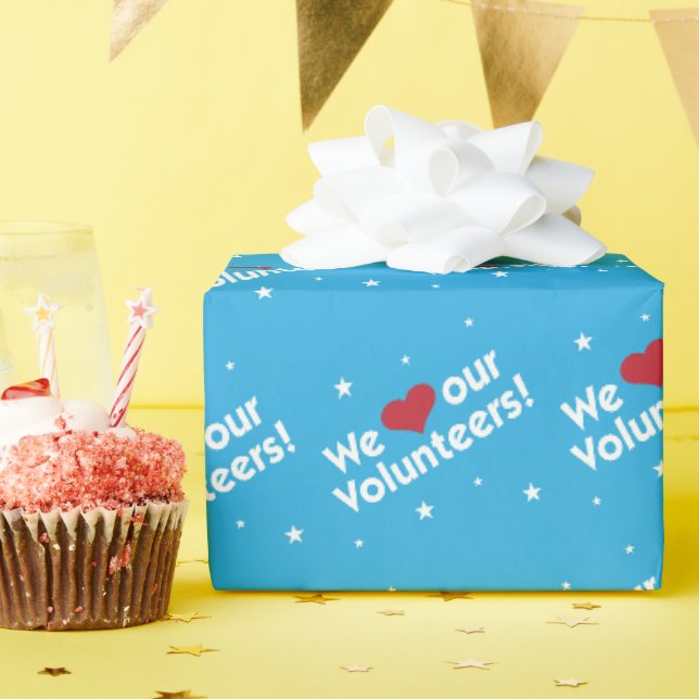 Papier Cadeau Nous aimons nos bénévoles Coeur (Fête d'anniversaire)