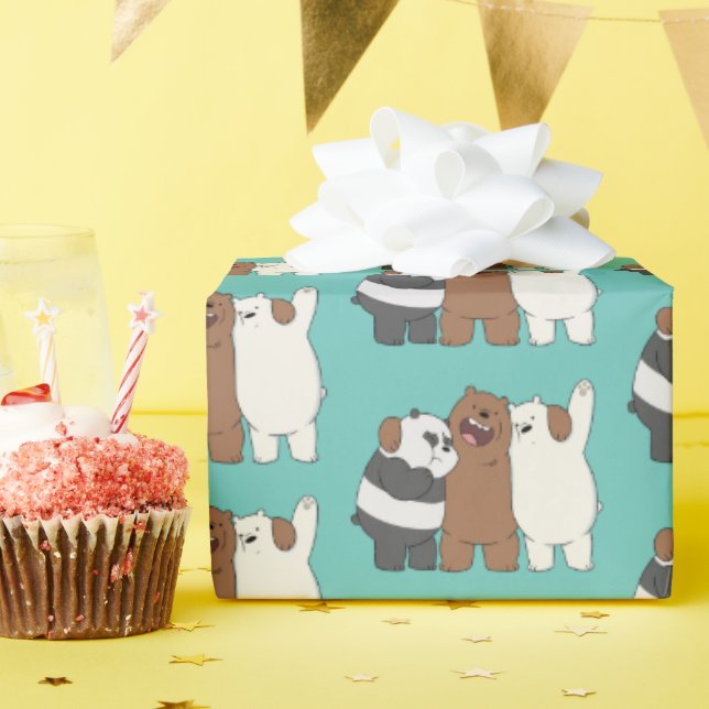 Papier Cadeau Nous, Groupe Ours Nus Hug (Fête d'anniversaire)