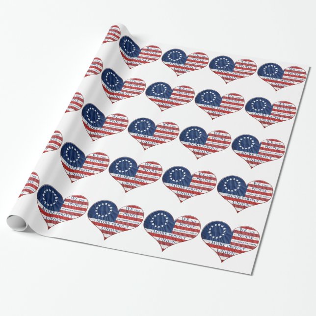 Papier Cadeau Nous Le Peuple Le Coeur Du Drapeau Américain (Déroulé)