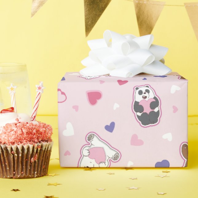 Papier Cadeau Nous les ours nus - Valentine Hearts Motif (Fête d'anniversaire)