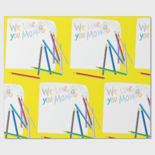 Papier Cadeau Nous vous aimons Maman Dessin au crayon de couleur