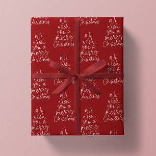 Papier Cadeau Nous vous souhaitons un joyeux Noël rouge vacances
