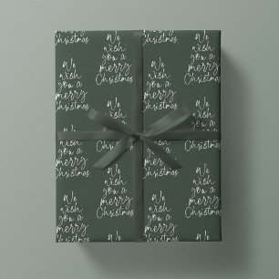 Papier Cadeau Nous vous souhaitons un joyeux Noël vert vacances