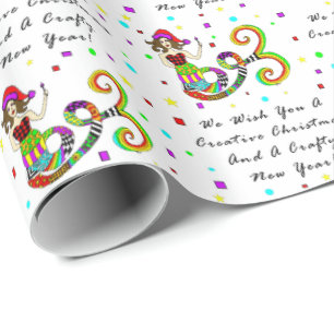 Papier Cadeau Nous vous souhaitons une sirène créative de Noël