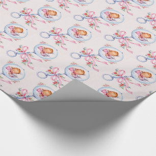 Papier Cadeau nouveau bébé de vinatge mignon, baby shower