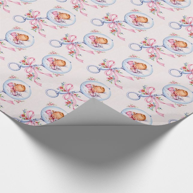 Papier Cadeau nouveau bébé de vinatge mignon, baby shower (Coin)