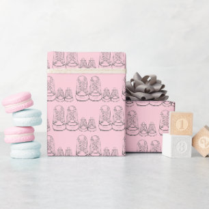 Papier Cadeau Nouveau bébé Douche Sprinkle Girl Rose Basket Chau