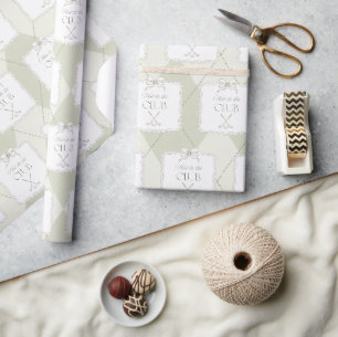 Papier Cadeau Nouveau Dans Le Club Vert Olive Baby Shower de Gol