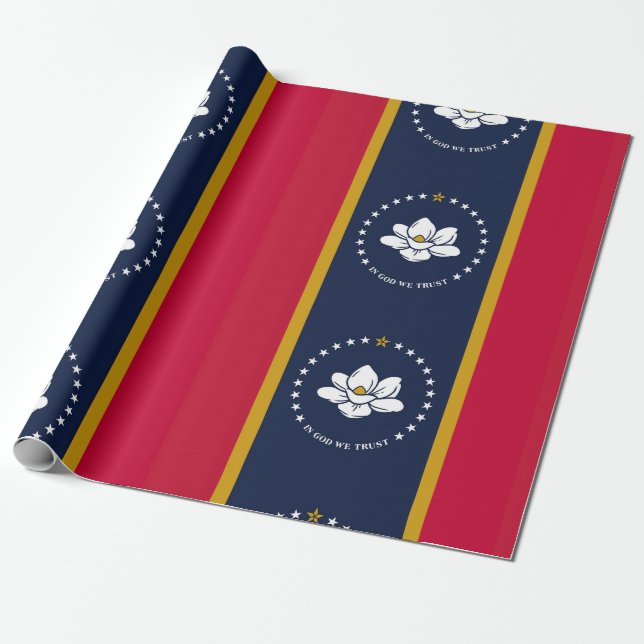 Papier Cadeau Nouveau Motif du drapeau du Mississippi 2020 (Déroulé)