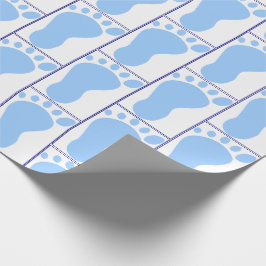 Papier Cadeau Nouveau-né Bébé Garçon Bleu empreinte pied