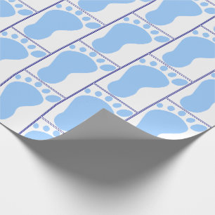 Papier Cadeau Nouveau-né Bébé Garçon Bleu empreinte pied