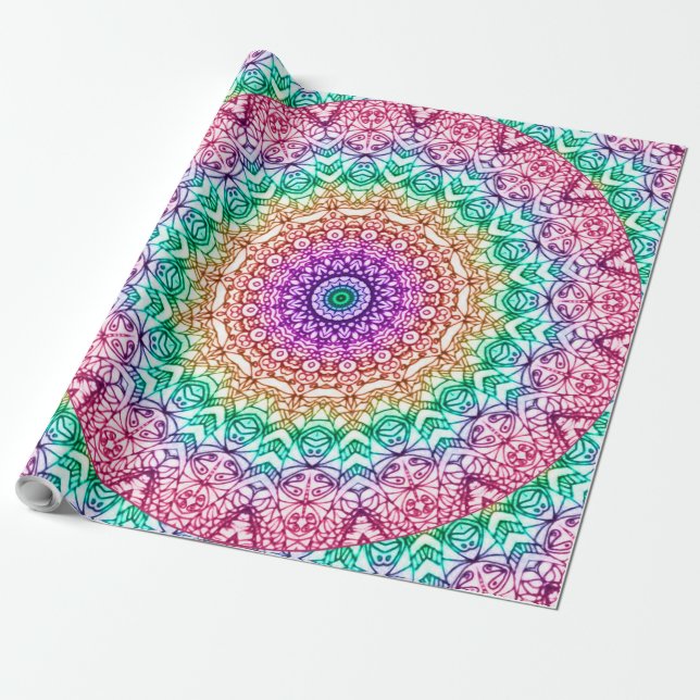 Papier Cadeau Nouveau style G379 de Mehndi de mandala de papier (Déroulé)