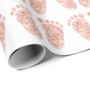 Papier Cadeau Nouveaux pieds de rose blanc de garçon de fille d