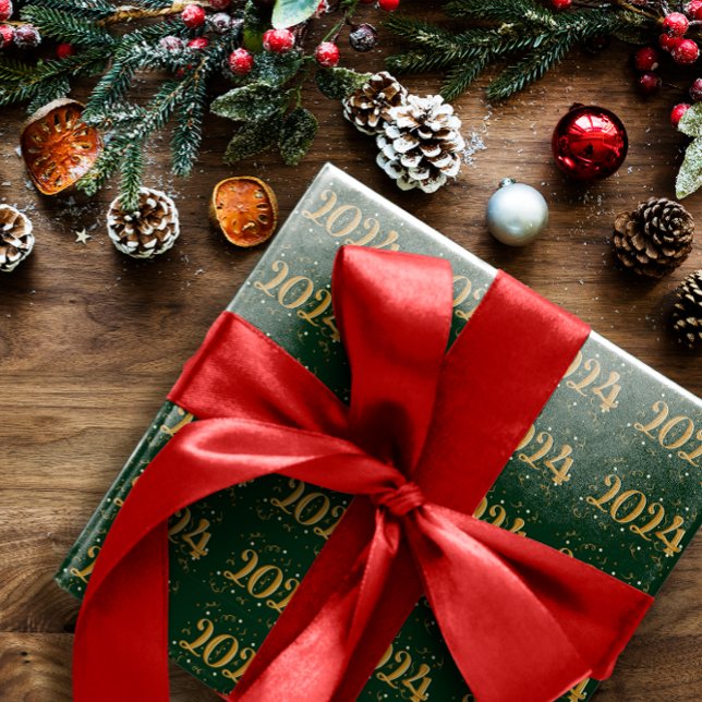 Papier Cadeau Nouvel An 2024 Livre vert de Noël (Créateur téléchargé)