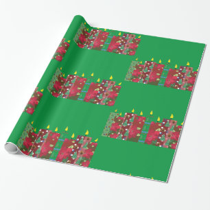 Papier Cadeau Nouvel An, bougies de Noël
