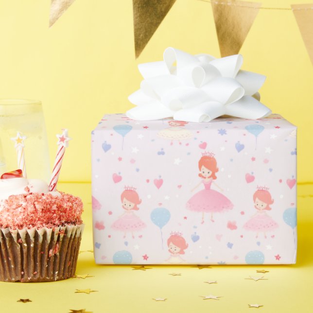 Papier Cadeau Nouvel anniversaire de la princesse rose mignonne (Fête d'anniversaire)