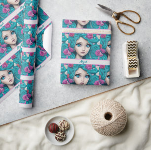 Papier Cadeau Nouvelle Princesse de Londres avec les cheveux et