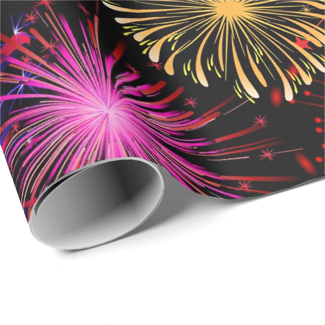 Papier Cadeau Nouvelles années de feux d'artifice de partie (Coin rond)
