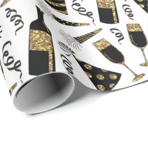 Papier Cadeau Nouvelles années de veille de boissons de motif