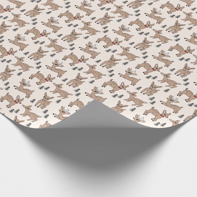 Papier Cadeau Novelle de Noël des Cerfs Vintages (Coin)