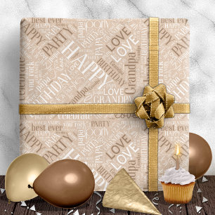 Papier Cadeau Nuage de mots d'anniversaire Grand-père Mocha ID27