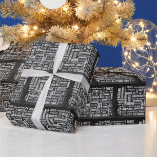 Papier Cadeau Nuage de mots de Noël Hiver