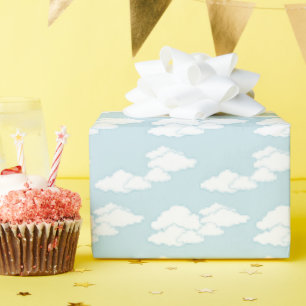 Papier Cadeau Nuages Blancs Ciel Bleu Aqua