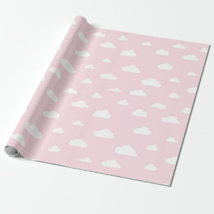 Papier Cadeau Nuages blancs de bande dessinée sur le motif rose