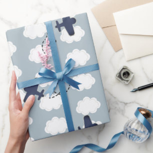 Papier Cadeau Nuages d'avion Motif Ciel bleu